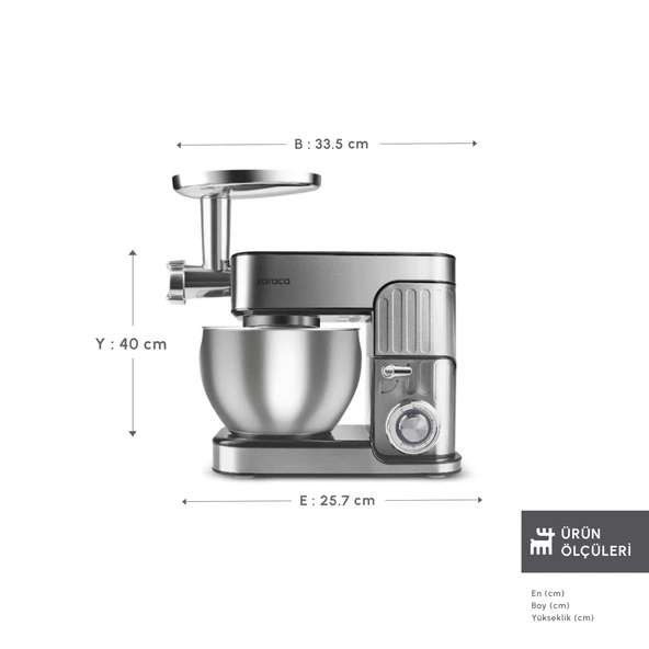Karaca Inoxchef Pro Hamur Yoğurma Makinesi 1300W 7L - 9