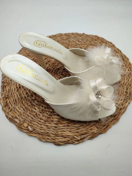 Taşlı Fiyonklu Çeyiz Terliği Ev Terliği - 8