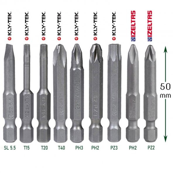 İzeltaş-Klytek Matkap Bits Uç Vidalama Ucu Düz Yıldız Torx Uç (9 PARÇA) - 4