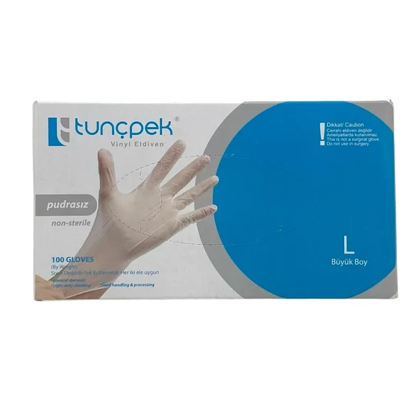 Tunçpek Vinyl Eldiven Pudrasız 100 Adet - L ürün görseli 1