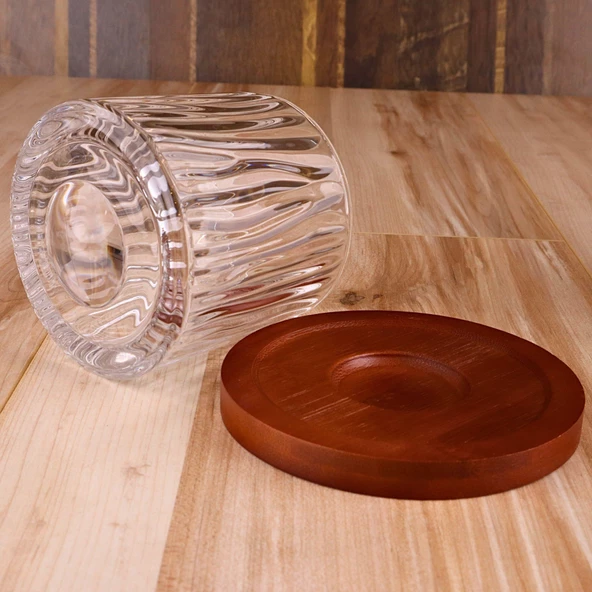 Bambu Bardak Altlıklı 360 Dönen Viski Bardağı ve Çelik Buz Küpleri Seti - 6