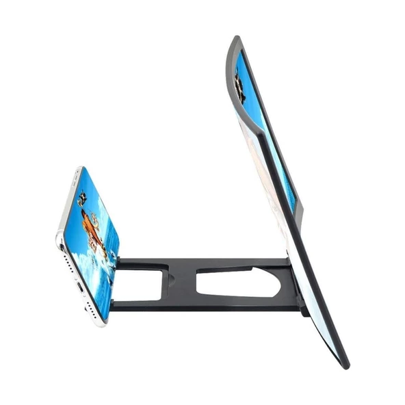 Kavisli Telefon Ekran Büyüteci Projektör Standı  Büyük Boy Tüm Telefonlara Uyumlu - 4