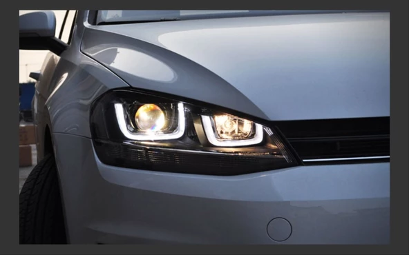 GOLF 7 IÇIN UYUMLU U LED FAR SILVER HARAKETLI SINYAL -(FULL LED-ÇİFT U) - 2