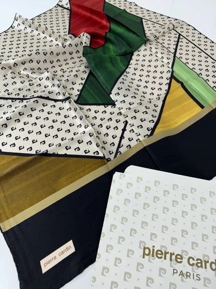 Ekru Renkli %100 İpek (Silk) Crepe Saten Eşarp - 8846230-313 - 2