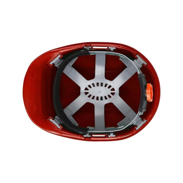 Kırmızı Baret - Hava Delikli - Enseden Ayarlı Vidalı Güvenlik Bareti - Resim 3