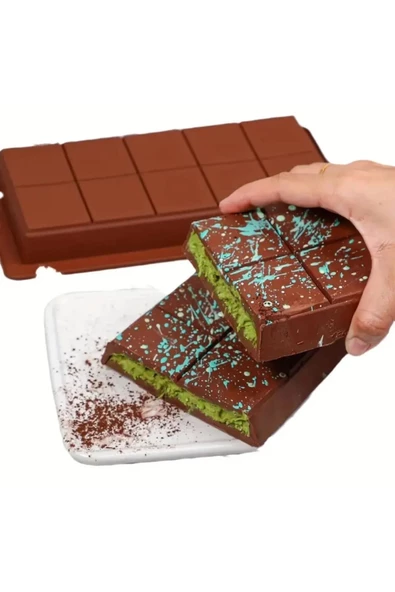 Meşhur Dubai Çikolatası Kalıbı Silikon - Büyük Tablet Çikolata Mum Kek Kalıbı Pasta Kalıbı - 5
