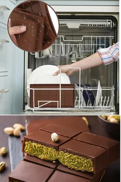 Meşhur Dubai Çikolatası Kalıbı Silikon - Büyük Tablet Çikolata Mum Kek Kalıbı Pasta Kalıbı - 3