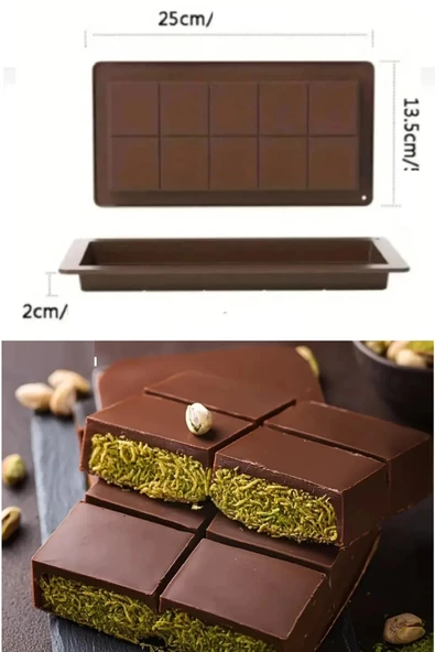 Meşhur Dubai Çikolatası Kalıbı Silikon - Büyük Tablet Çikolata Mum Kek Kalıbı Pasta Kalıbı - 4