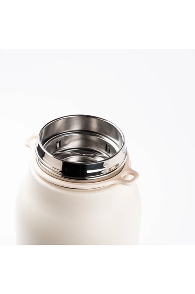 OKADI UZUN ASKILI BEYAZ PASLANMAZ ÇELİK PİPETLİ TERMOS 1.3L - Resim 2
