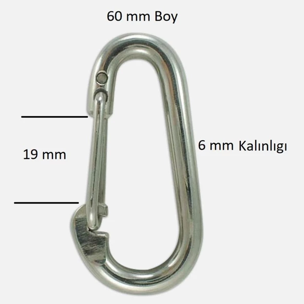 Baş Zincir Karabina Yaylı 6 mm Galvanizli 2 Adet - 5