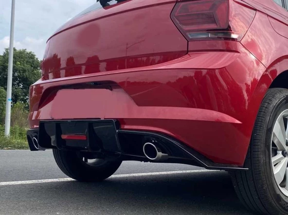 POLO 2018+ IÇIN UYUMLU  MK6 ÇIFT EGZOZ DIFUZOR (PIANO BLACK) - 6