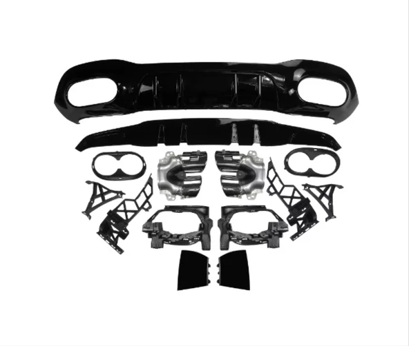 W118 CLA 2019-2022 IÇIN UYUMLU  CLA45 DIFUZOR & EGZOZ SETI (SIYAH EGZOZ ILE) - Resim 2