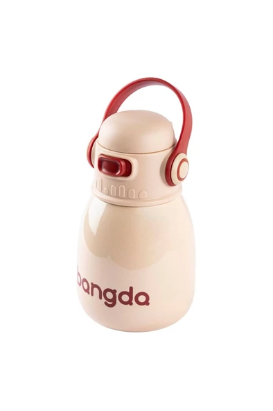 BANGDA BEJ ÇİFT KATMANLI TUTACAKLI PASLANMAZ ÇELİK ÇOCUK TERMOSU 600ML