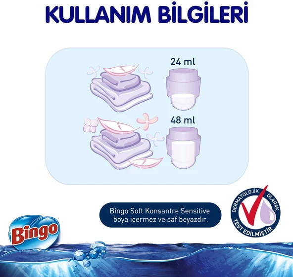 Bingo Soft Konsantre Çamaşır Yumuşatıcısı Sensitive 1440 ml Ekonomi Paketi 4'lü - 5