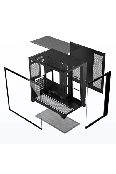 Gaming Boş Kasa Temperli Cam Şeffaf 42x28cm Bilgisayar Kasası 425x280x420mm