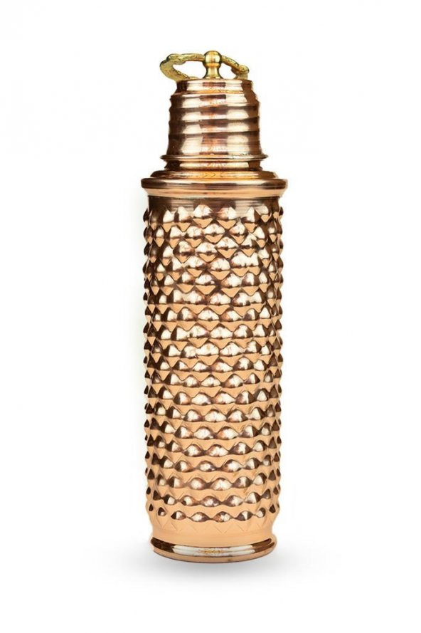 Bakır Sevgim, Bakır Su Matarası Piramit Desenli 750 ml - 3