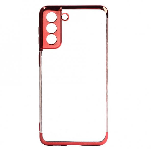 Ceponya Galaxy S21 Kılıf İnce Köşeleri Renkli Şeffaf Silikon - 4