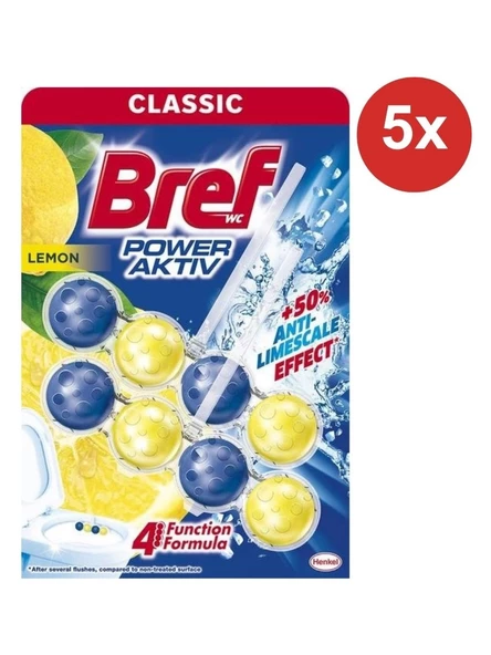 Bref Kokulu Tuvalet Temizleyicisi - Power Aktiv Limon - 5 Adet