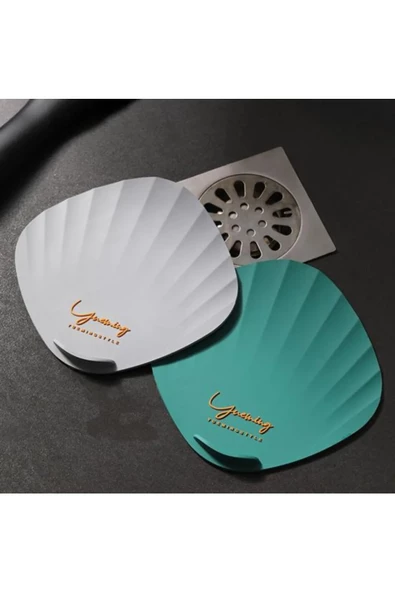 TİNEKE  Deniz Kabuğu Desenli Kötü Koku Önleyici Silikon Mat Banyo Mutfak Lavabo Balkon Tıkaç Kapağı GRİ - 3