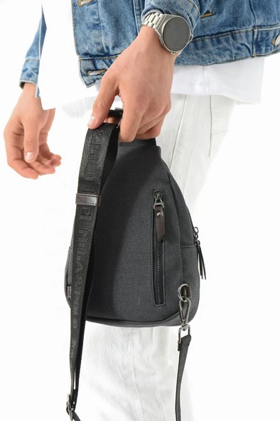 Erkek Bady Bag Göğüs Çantası Kanvas Kumaş Sırt Çantası 27*17 Cm Günlük Omuz Çantası - 3