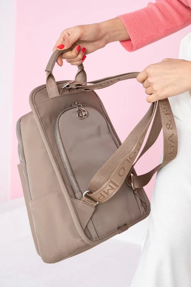 Saten Kumaş Kadın Sırt Çantası 35*25 Cm Mega Çanta Günlük Kullanıma Uygun Su İtici Kumaş - 3