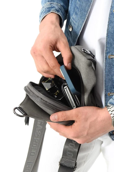 Erkek Bady Bag Göğüs Çantası Kanvas Kumaş Sırt Çantası 27*17 Cm Günlük Omuz Çantası - 12