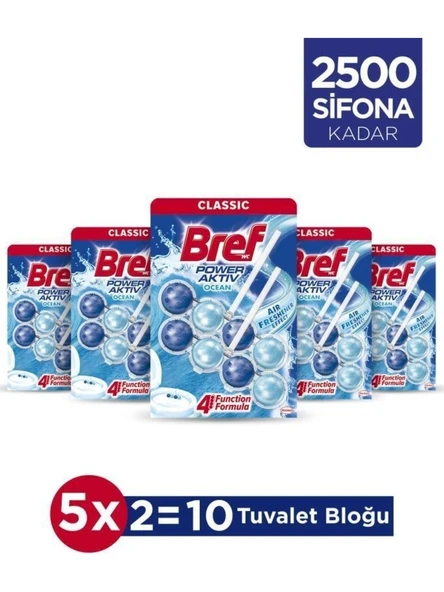 Bref Wc Power Aktiv Duopack Katı Tuvalet Bloğu Okyanus, 5 x 2'li Paket