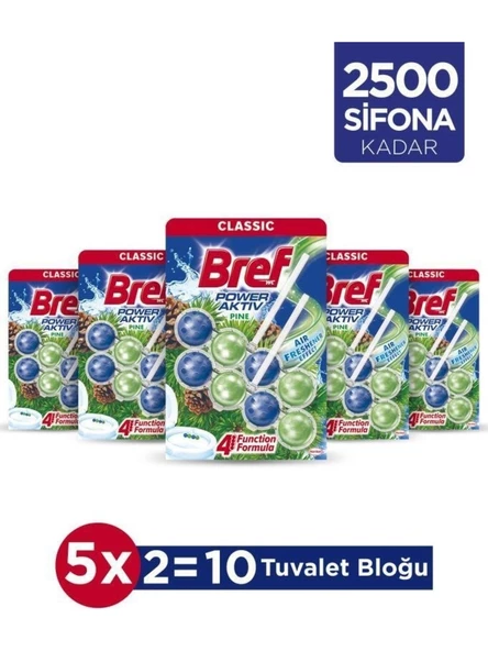 Bref Wc Power Aktiv Duopack Katı Tuvalet Bloğu Çam, 5 x 2'li Paket