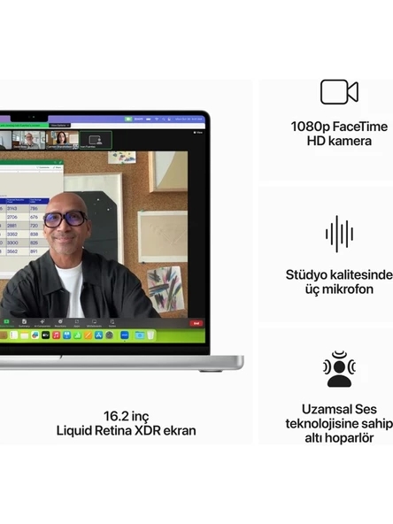 MacBook Pro M3 Max 36GB 1TB SSD macOS 16" Taşınabilir Bilgisayar Gümüş MRW73TU/A - 5