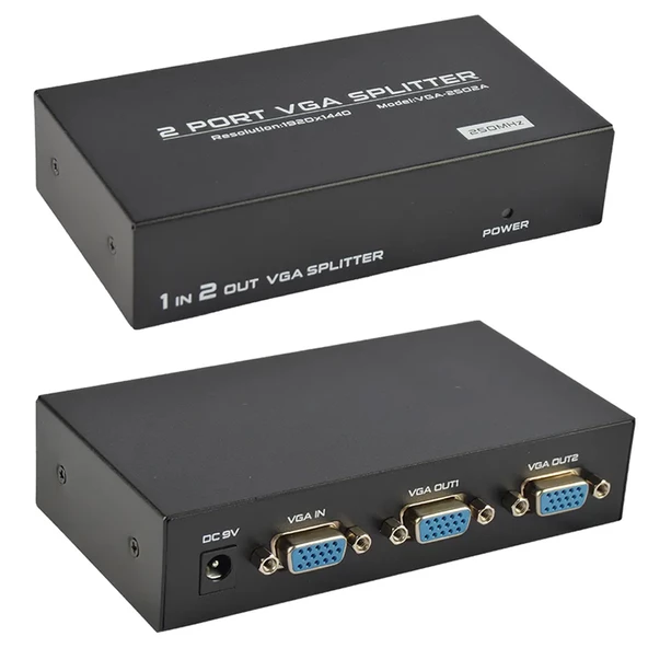 POWERMASTER PM-2502A 2 PORT 250 MHZ 1920X1440 VGA SPLITTER DAĞITICI