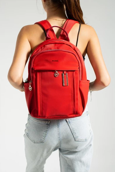 Saten Kumaş Kadın Sırt Çantası 38*28 Cm Yağmur İtici Kumaş Mega Bag Günlük Kullanıma Uygun - 5