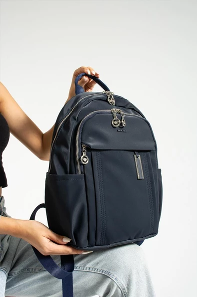 Saten Kumaş Kadın Sırt Çantası 38*28 Cm Yağmur İtici Kumaş Mega Bag Günlük Kullanıma Uygun - 11