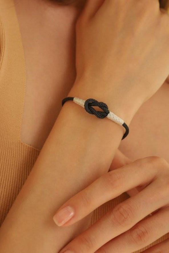 Unisex Kazaziye Düğüm Bileklik/Gümüş El Sarması Osmanlı Motif Bileklik