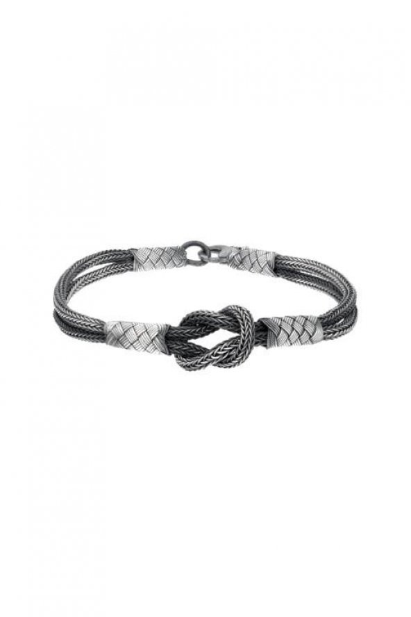 Unisex Kazaziye Düğüm Bileklik/Gümüş El Sarması Osmanlı Motif Bileklik - 10