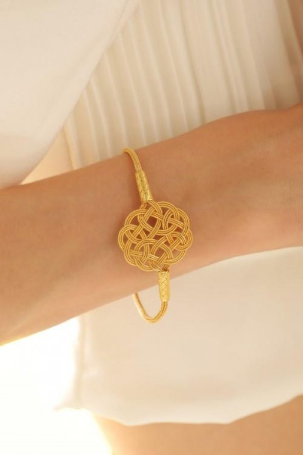 Kadın Kazaziye Aşk Düğümü Bileklik/Gümüş El Sarması Osmanlı Motif Bileklik - 7
