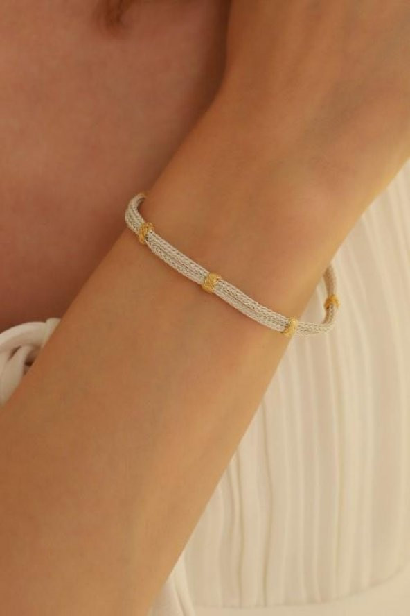 Unisex Kazaziye Çift Sıralı Bileklik/Gümüş El Sarması Osmanlı Motif Bileklik - 9