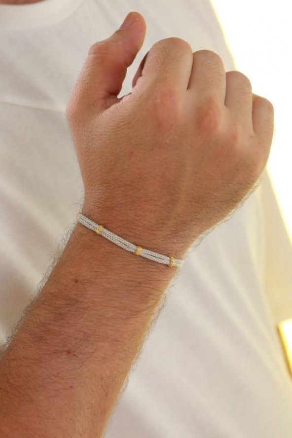 Unisex Kazaziye Çift Sıralı Bileklik/Gümüş El Sarması Osmanlı Motif Bileklik - 12