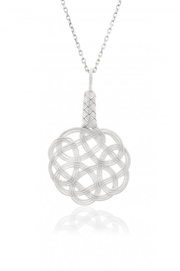 Kadın Kazaziye Aşk Düğümü Kolye/Gümüş El Sarması Osmanlı Motif Kolye - 2