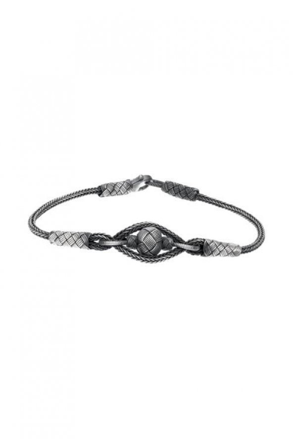 Unisex Kazaziye Örme Boncuklu Bileklik/Gümüş El Sarması Osmanlı Motif Bileklik - 2