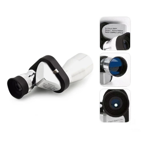 8x20 Tekli Dürbün Monoküler Mini Dürbün Kırmızı Camlı Avuç Içi Dürbünü - 3