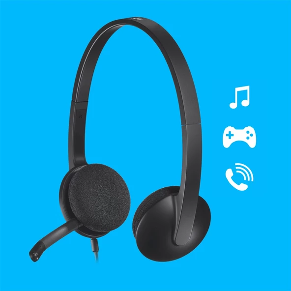 LOGITECH H340 USB GÜRÜLTÜ ÖNLEYİCİ MİKROFONLU KABLOLU KULAKLIK-SİYAH 981-000475 - 5