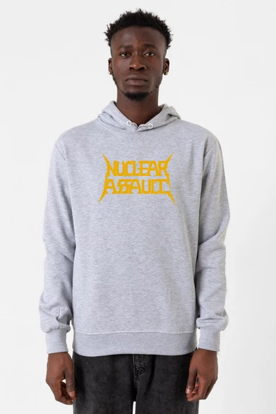 Nuclear Assault Lettern Grimelanj Erkek Kapşonlu 3ip Sweatshirt