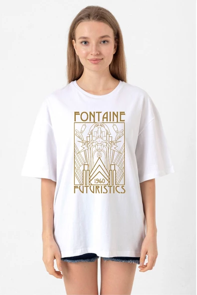 Bioshock Fontaine Futuristics Beyaz Kadın Oversize Tshirt ürün görseli 1