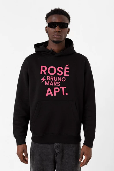 BLACKPINK ROSE BRUNO MARS APT Siyah Erkek 3ip Kapşonlu Sweatshirt ürün görseli