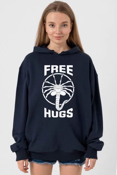 Free Facehugger Hugs Lacivert Kadın 3ip Kapşonlu ürün görseli 1