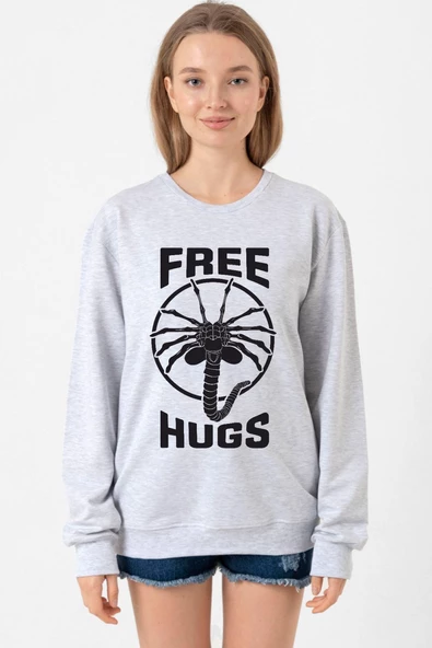 Free Facehugger Hugs Grimelanj Kadın 2ip Sweatshirt - Resim 2