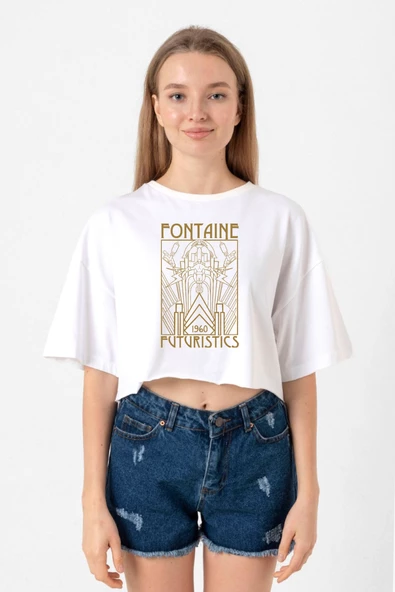 Bioshock Fontaine Futuristics Beyaz Kadın Crop Tshirt ürün görseli 1