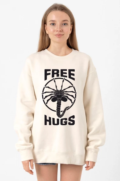 Free Facehugger Hugs Ekru Kadın 2ip Sweatshirt