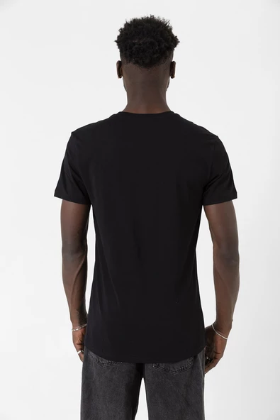 Suriye Yeni Bayrak Logo Siyah Erkek V yaka Tshirt