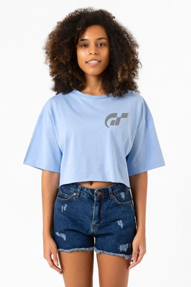 Gran Turismo Pocket Logo Bebe Mavi Kadın Crop Tshirt ürün görseli 1